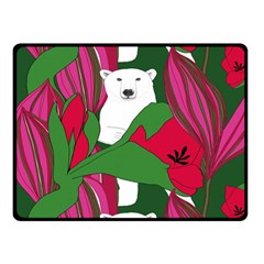 Animals White Bear Flower Floral Red Green Double Sided Fleece Blanket (small)  by Mariart