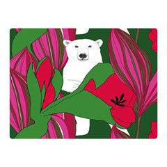 Animals White Bear Flower Floral Red Green Double Sided Flano Blanket (mini)  by Mariart