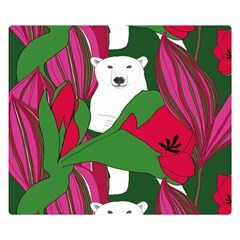 Animals White Bear Flower Floral Red Green Double Sided Flano Blanket (small)  by Mariart