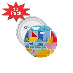 Boats Ship Sea Beach 1 75  Buttons (10 Pack)