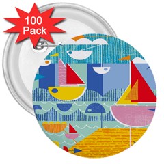 Boats Ship Sea Beach 3  Buttons (100 Pack) 