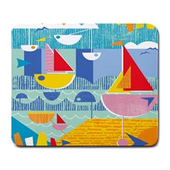 Boats Ship Sea Beach Large Mousepads by Mariart