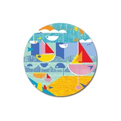 Boats Ship Sea Beach Magnet 3  (round) by Mariart