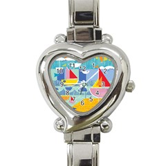 Boats Ship Sea Beach Heart Italian Charm Watch by Mariart