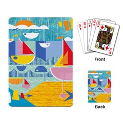 Boats Ship Sea Beach Playing Card by Mariart