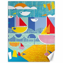 Boats Ship Sea Beach Canvas 12  X 16   by Mariart