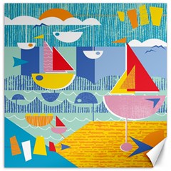 Boats Ship Sea Beach Canvas 16  X 16   by Mariart