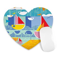 Boats Ship Sea Beach Heart Mousepads by Mariart