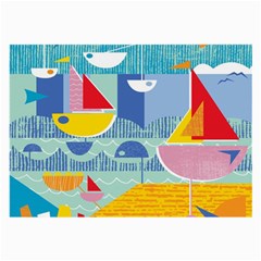 Boats Ship Sea Beach Large Glasses Cloth (2-side)