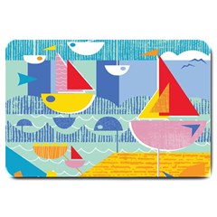 Boats Ship Sea Beach Large Doormat  by Mariart