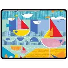 Boats Ship Sea Beach Fleece Blanket (large)  by Mariart