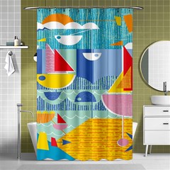 Boats Ship Sea Beach Shower Curtain 48  X 72  (small)  by Mariart