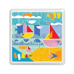 Boats Ship Sea Beach Memory Card Reader (square)  by Mariart