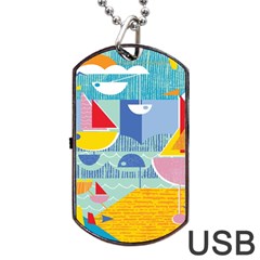 Boats Ship Sea Beach Dog Tag Usb Flash (one Side) by Mariart