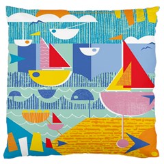 Boats Ship Sea Beach Large Cushion Case (one Side) by Mariart