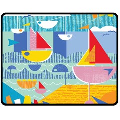 Boats Ship Sea Beach Double Sided Fleece Blanket (medium)  by Mariart