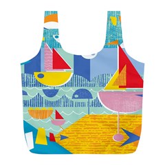 Boats Ship Sea Beach Full Print Recycle Bags (l)  by Mariart