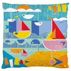 Boats Ship Sea Beach Standard Flano Cushion Case (one Side) by Mariart