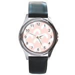 Donut Rainbows Beans Pink Round Metal Watch Front