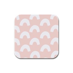 Donut Rainbows Beans Pink Rubber Square Coaster (4 Pack) 