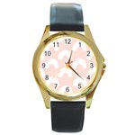 Donut Rainbows Beans Pink Round Gold Metal Watch Front