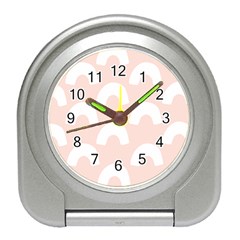 Donut Rainbows Beans Pink Travel Alarm Clocks by Mariart