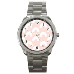 Donut Rainbows Beans Pink Sport Metal Watch by Mariart