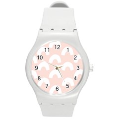 Donut Rainbows Beans Pink Round Plastic Sport Watch (m) by Mariart