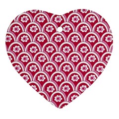 Botanical Gardens Sunflower Red White Circle Ornament (heart)