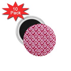 Botanical Gardens Sunflower Red White Circle 1 75  Magnets (10 Pack) 