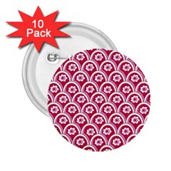 Botanical Gardens Sunflower Red White Circle 2 25  Buttons (10 Pack) 