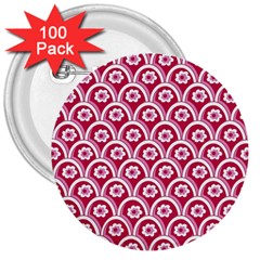 Botanical Gardens Sunflower Red White Circle 3  Buttons (100 Pack)  by Mariart