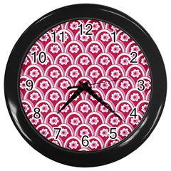 Botanical Gardens Sunflower Red White Circle Wall Clocks (black) by Mariart