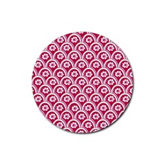 Botanical Gardens Sunflower Red White Circle Rubber Coaster (round)  by Mariart