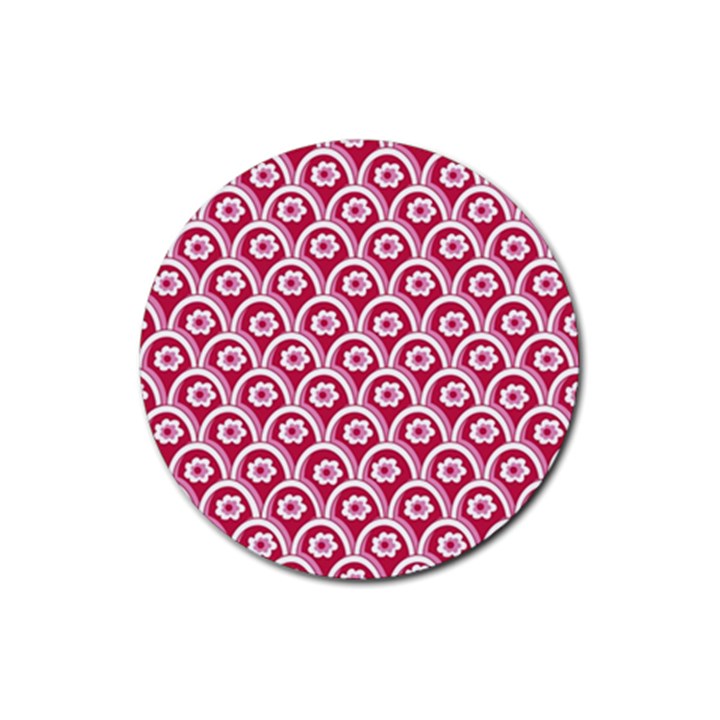 Botanical Gardens Sunflower Red White Circle Rubber Coaster (Round) 