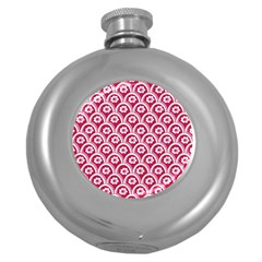 Botanical Gardens Sunflower Red White Circle Round Hip Flask (5 Oz) by Mariart