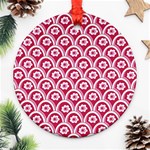 Botanical Gardens Sunflower Red White Circle Round Ornament (Two Sides) Back