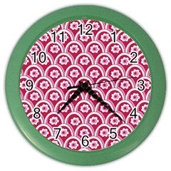 Botanical Gardens Sunflower Red White Circle Color Wall Clocks by Mariart