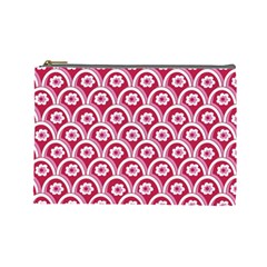 Botanical Gardens Sunflower Red White Circle Cosmetic Bag (large)  by Mariart