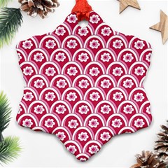 Botanical Gardens Sunflower Red White Circle Ornament (snowflake) by Mariart