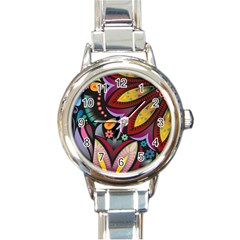 Flower Floral Sunflower Rose Color Rainbow Circle Polka Round Italian Charm Watch by Mariart