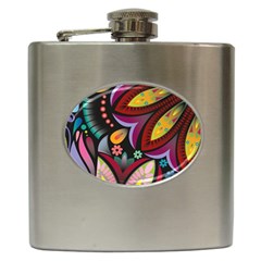 Flower Floral Sunflower Rose Color Rainbow Circle Polka Hip Flask (6 Oz) by Mariart