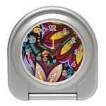 Flower Floral Sunflower Rose Color Rainbow Circle Polka Travel Alarm Clocks Front