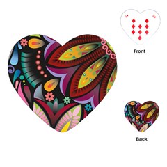 Flower Floral Sunflower Rose Color Rainbow Circle Polka Playing Cards (heart)  by Mariart