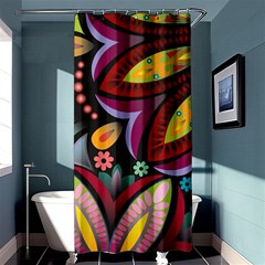 Flower Floral Sunflower Rose Color Rainbow Circle Polka Shower Curtain 36  X 72  (stall) 