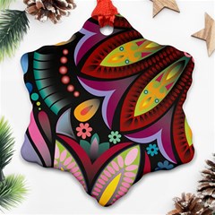 Flower Floral Sunflower Rose Color Rainbow Circle Polka Ornament (snowflake) by Mariart