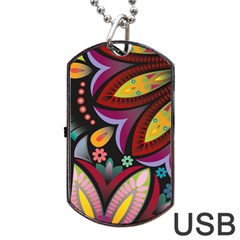 Flower Floral Sunflower Rose Color Rainbow Circle Polka Dog Tag Usb Flash (one Side)