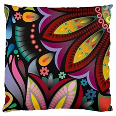 Flower Floral Sunflower Rose Color Rainbow Circle Polka Large Cushion Case (one Side) by Mariart