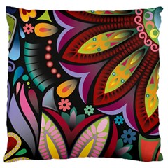 Flower Floral Sunflower Rose Color Rainbow Circle Polka Large Flano Cushion Case (one Side) by Mariart