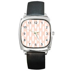 Donut Rainbows Beans White Pink Food Square Metal Watch